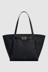 Front product shot of the Oroton Juliette Large Tote in Black and Premium pebble leather for Women .
