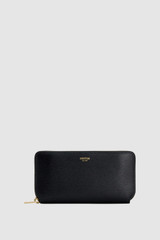 Front product shot of the Oroton Grace Zip Around Wallet in Black and Premium saffiano leather for Women .