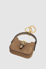 Front product shot of the Oroton Dylan Nubuck Baguette Bag Charm in Stone and Premium cow nubuck leather for Women .