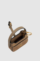 Front product shot of the Oroton Dylan Nubuck Baguette Bag Charm in Stone and Premium cow nubuck leather for Women .