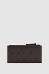 Back product shot of the Oroton Dylan Signature Slim Zip Wallet in Burnt Umber and Printed PVC-coated nylon canvas material for Women .