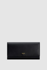 Front product shot of the Oroton Grace Large ID Wallet in Black and Premium saffiano leather for Women .