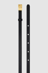 Back product shot of the Oroton Yvonne Narrow Belt in Black and Premium pebble leather for Women .
