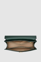 Internal product shot of the Oroton Yvette Texture Medium Clutch Bag in Evergreen and Premium embossed crocodile leather for Women .