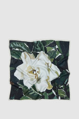 Front product shot of the Oroton The Gardenia Scarf in Shade Green and 100% silk twill fabric for Women .