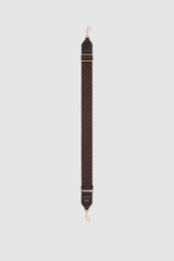 Front product shot of the Oroton Logo Crackle Bag Strap in True Chocolate and Jacquard webbing material for Women .