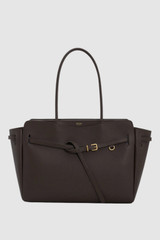 Front product shot of the Oroton Cleo Smooth Work Tote in Dark Chocolate and Premium smooth leather for Women .