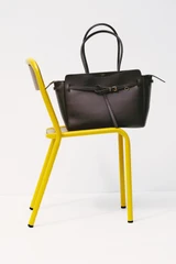 Detail product shot of the Oroton Cleo Smooth Work Tote in Dark Chocolate and Premium smooth leather for Women .