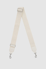 Front product shot of the Oroton Logo Smooth Bag Strap in Warm White and Jacquard webbing material for Women .
