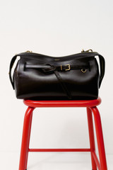 Detail product shot of the Oroton Cleo Crackle Shoulder Bag in True Chocolate and Premium crackle leather for Women .