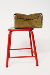 Detail product shot of the Oroton Cleo Suede Shoulder Bag in Tobacco and Premium suede leather for Women .