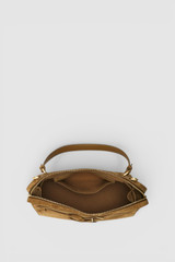 Internal product shot of the Oroton Cleo Suede Shoulder Bag in Tobacco and Premium suede leather for Women .