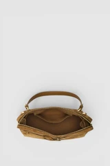 Internal product shot of the Oroton Cleo Suede Shoulder Bag in Tobacco and Premium suede leather for Women .