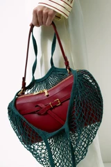 Detail product shot of the Oroton Cleo Smooth Shoulder Bag in Garnet and Premium smooth leather for Women .