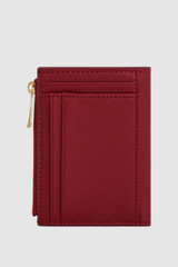 Back product shot of the Oroton Cecile Smooth 10 Credit Card Mini Zip Wallet in Garnet and Premium smooth leather for Women .