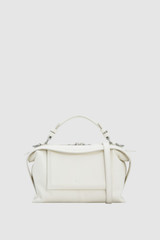 Front product shot of the Oroton Mica Smooth Bowler in Warm White and Premium smooth leather for Women .