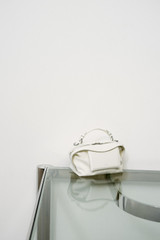 Detail product shot of the Oroton Mica Smooth Bowler in Warm White and Premium smooth leather for Women .