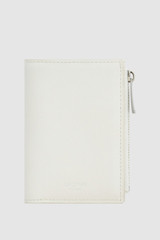 Front product shot of the Oroton Cecile Smooth 10 Credit Card Mini Zip Wallet in Warm White and Premium smooth leather for Women .