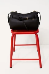 Detail product shot of the Oroton Cleo Smooth Shoulder Bag in Dark Chocolate and Premium smooth leather for Women .