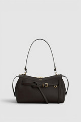Front product shot of the Oroton Cleo Smooth Shoulder Bag in Dark Chocolate and Premium smooth leather for Women .