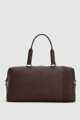Front product shot of the Oroton Thomas Weekender Bag in Walnut and Premium waxy pebble leather for Men .