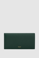 Front product shot of the Oroton Eve Soft Fold Wallet in Evergreen and Premium pebble leather for Women .
