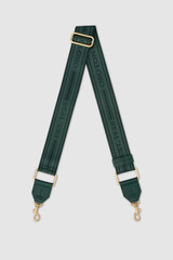 Front product shot of the Oroton Heather Long Brass Webbing Strap in Evergreen and 80% polyester and 20% nylon jacquard webbing for Women .