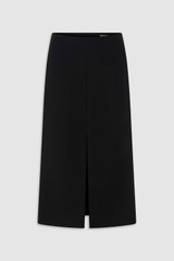 Front product shot of the Oroton Split Front Skirt in Black and 100% cotton fabric for Women .