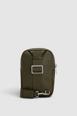 Back product shot of the Oroton Oscar Pebble Crossbody in Forest Green and Premium pebble leather for Men .