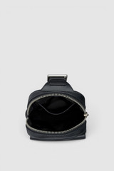 Internal product shot of the Oroton Oscar Pebble Crossbody in Black and Premium pebble leather for Men .