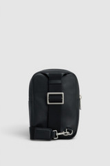 Back product shot of the Oroton Oscar Pebble Crossbody in Black and Premium pebble leather for Men .