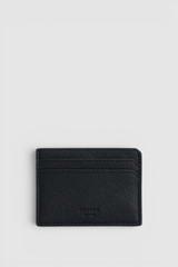 Front product shot of the Oroton Oscar Pebble Credit Card Sleeve in Black and Premium pebble leather for Men .