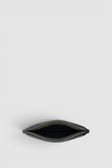 Internal product shot of the Oroton Oscar Pebble Credit Card Sleeve in Forest Green and Premium pebble leather for Men .