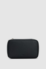 Front product shot of the Oroton Oscar Pebble Tech Case in Black and Premium pebble leather for Men .