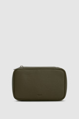 Front product shot of the Oroton Oscar Pebble Tech Case in Forest Green and Premium pebble leather for Men .