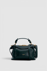 Front product shot of the Oroton Mica Crackle Mini Bowler in Shade Green and Premium crackle leather for Women .