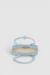 Internal product shot of the Oroton Louisa Suede Mini Baguette in Blue Bird and Premium suede leather for Women .