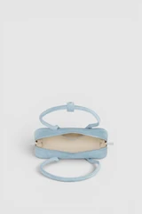 Internal product shot of the Oroton Louisa Suede Mini Baguette in Blue Bird and Premium suede leather for Women .