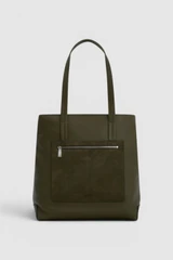 Front product shot of the Oroton Oscar Pebble Tote in Forest Green and Premium pebble leather for Men .