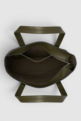 Internal product shot of the Oroton Oscar Pebble Tote in Forest Green and Premium pebble leather for Men .