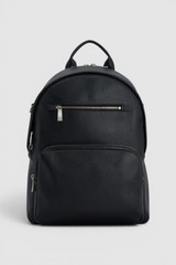 Front product shot of the Oroton Oscar Pebble Backpack in Black and Premium pebble leather for Men .