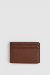 Front product shot of the Oroton Oscar Vegetable Leather Credit Card Sleeve in Malt Brown and Premium vegetable-tanned leather for Men .