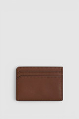 Back product shot of the Oroton Oscar Vegetable Leather Credit Card Sleeve in Malt Brown and Premium vegetable-tanned leather for Men .