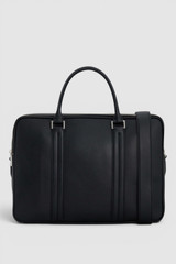 Front product shot of the Oroton Nicholas Smooth Double Zip Briefcase in Black and Soft nappa cow leather for Men .