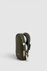Detail product shot of the Oroton Luca Pebble Golf Keyring Pouch in Forest Green and Premium pebble leather for Men .