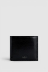 Front product shot of the Oroton Jordan Crackle Bifold Wallet in Black and Premium crackle leather for Men .
