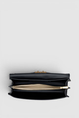 Internal product shot of the Oroton Ava Crackle Shoulder Bag in Black and Premium crackle leather for Women .