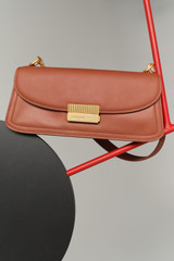 Detail product shot of the Oroton Ava Smooth Shoulder Bag in Chestnut and Smooth cow leather for Women .