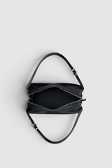 Internal product shot of the Oroton Charlie Crackle Shoulder Bag in Black and Premium crackle leather for Women .