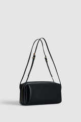Back product shot of the Oroton Charlie Crackle Shoulder Bag in Black and Premium crackle leather for Women .